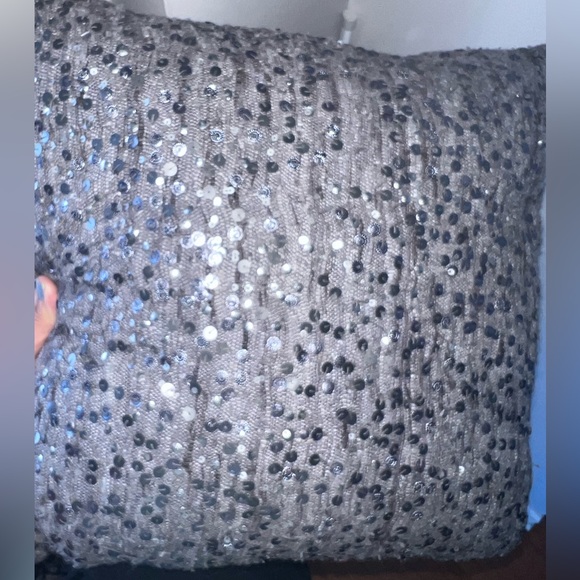 West Elm grey sequined throw pillow - 16x16 - Picture 9 of 9